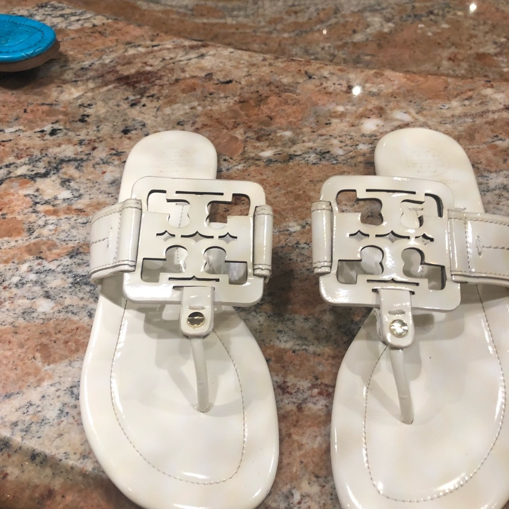 Tory Burch white slides